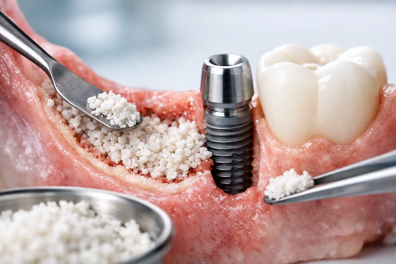 Greffe osseuse dentaire avant un implant
